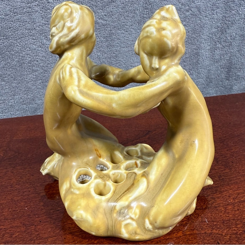 Rookwood Chester‎ Beach Figural Flower Frog Pottery Nudes Vintage Art Sculpture